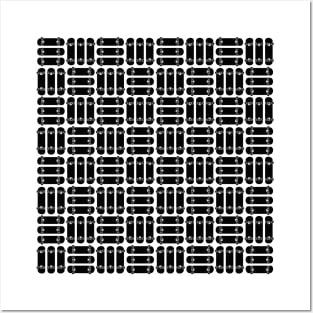 Skateboard Rows Pattern Black on White Posters and Art